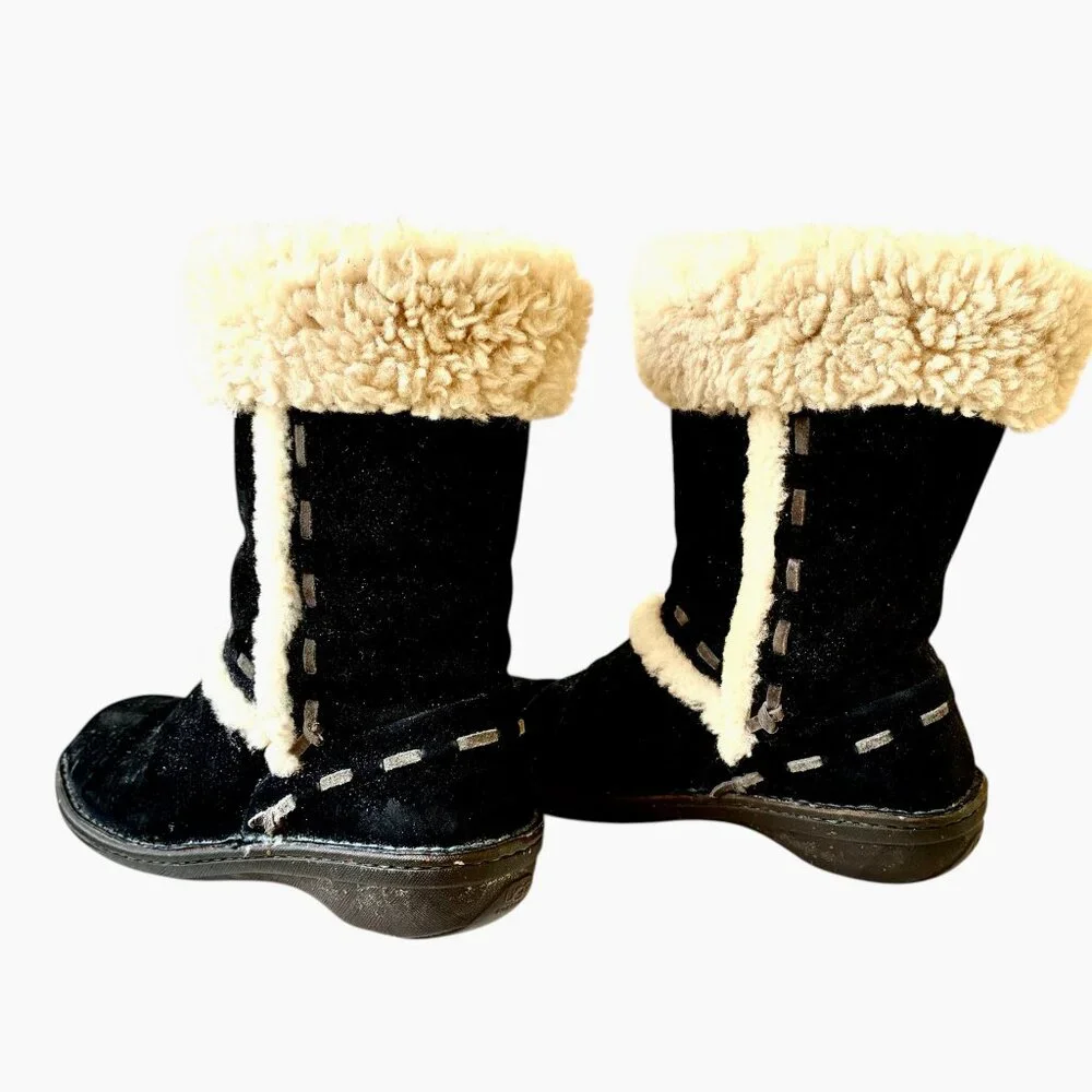 UGG Australia ELIJO Cuff Pull On Boot Black Suede Shearling Size 10